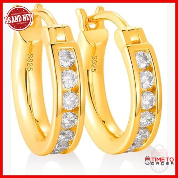 Moissanite Hoop Earrings Sterling Silver Gold Plated 15mm 20mm 30mm